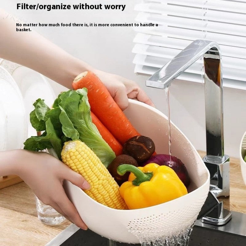 Washing Basket With Handle Plastic Colander Rice Bowl Drain Basket Fruit Bowl Kitchen Organizer 1