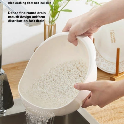 Washing Basket With Handle Plastic Colander Rice Bowl Drain Basket Fruit Bowl Kitchen Organizer 2