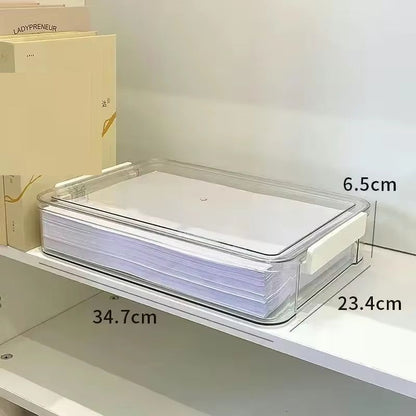 Transparent Acrylic Desktop Paper Storage Box Document Organizer Dust Proof Household Card Holder C 4