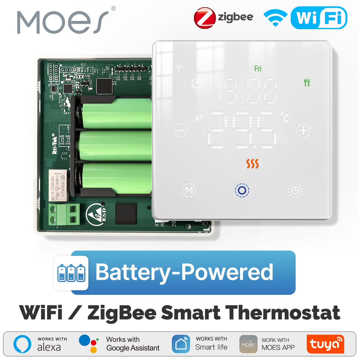 Smart Thermostat Battery Powered Thermo Regulator By Alexa Google Home 1