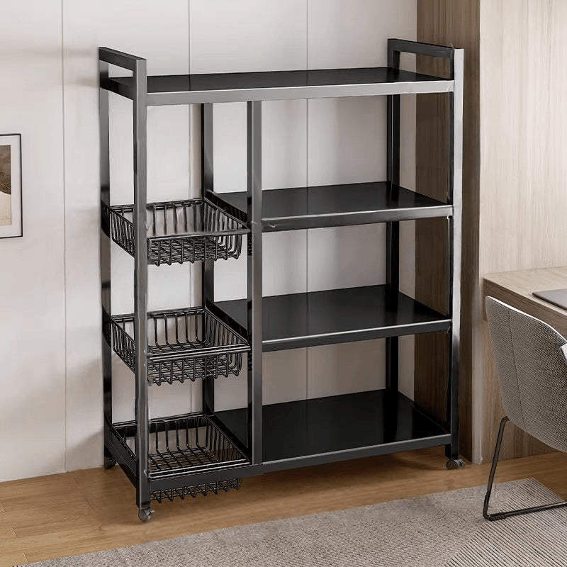 Multi Purpose Rolling Storage Rack, Space Saving Shelf for Kitchen Living Room Office, High Strength Steel Gold Frame