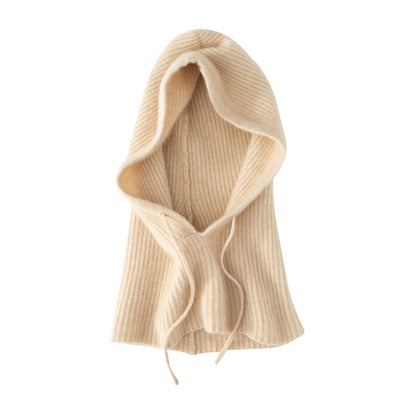 Soft Warm Wool Knitted Balaclava Hat For Women Cashmere Hooded Drawstring Ski Bonnet Neck Protect F 4