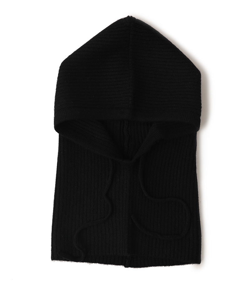 Soft Warm Wool Knitted Balaclava Hat For Women Cashmere Hooded Drawstring Ski Bonnet Neck Protect F 7