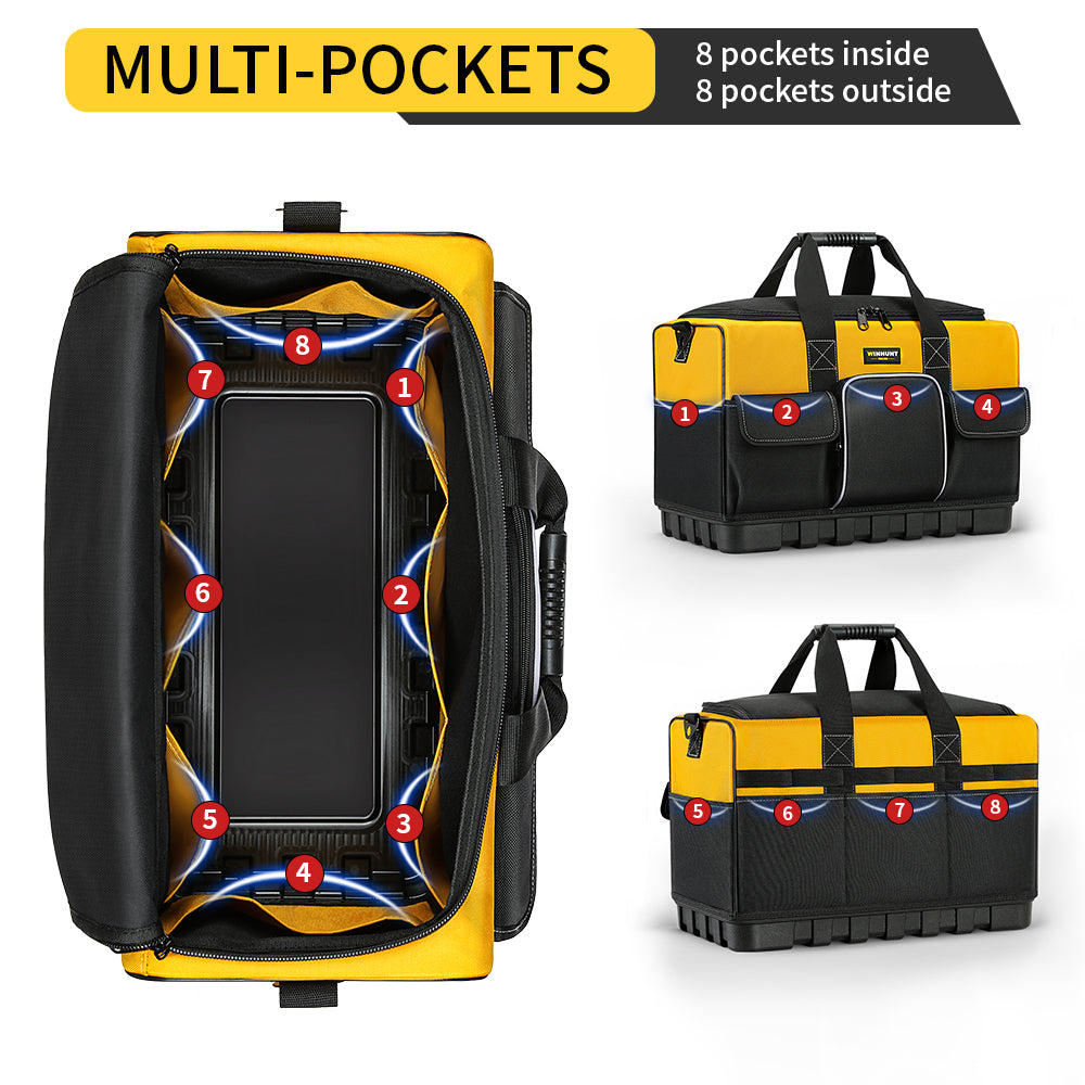 Durable Polyester HeavyDuty Tool Bag With Wide Mouth  Waterproof Base Adjustable Shoulder Strap 3