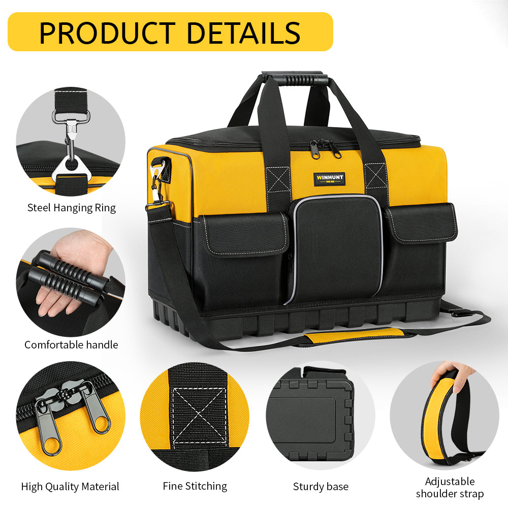 Durable Polyester HeavyDuty Tool Bag With Wide Mouth  Waterproof Base Adjustable Shoulder Strap 4