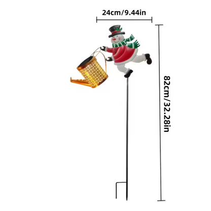 LED Santa Claus Watering Can Light, Solar Snowman Kettle Outdoor Garden Lights for Yard Lawn Christmas Decor
