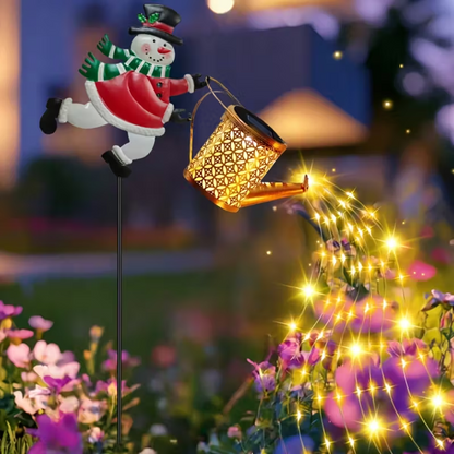 LED Santa Claus Watering Can Light, Solar Snowman Kettle Outdoor Garden Lights for Yard Lawn Christmas Decor