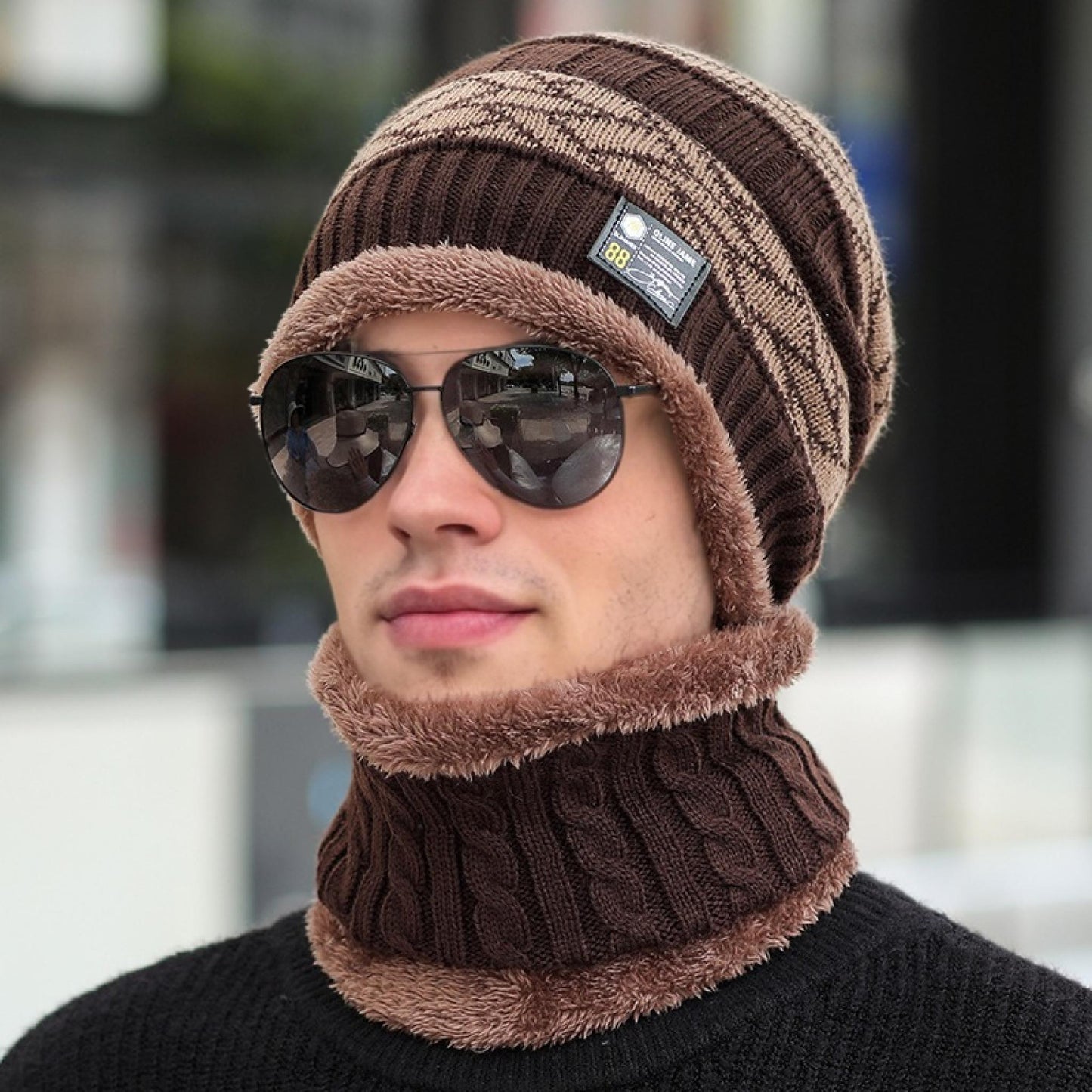 Stylish Winter Hats for Men and Women Knitted Beanie Cap Plush Fur Lining Warm Thick Hot Sale