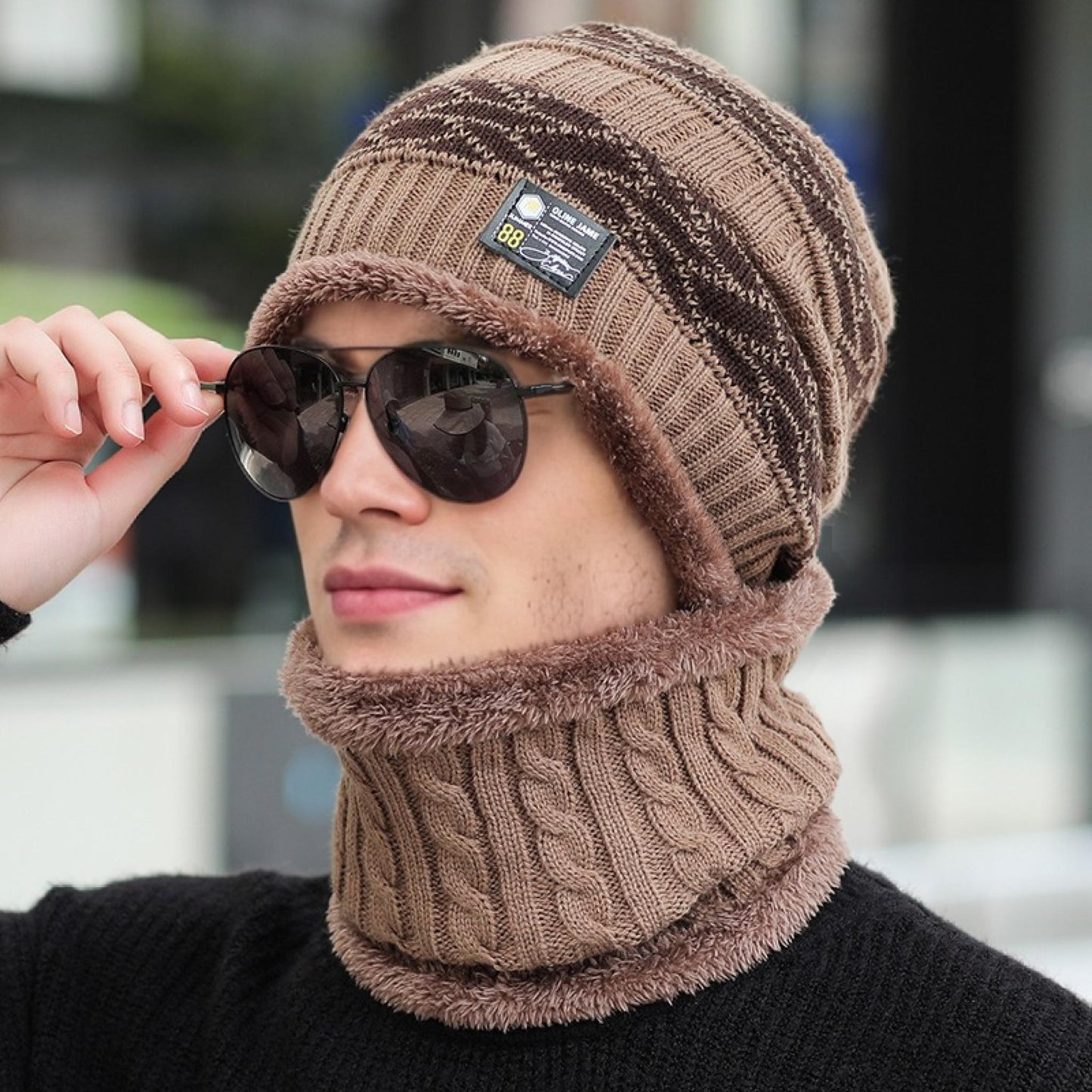 Stylish Winter Hats For Men And Women Knitted Beanie Cap Plush Fur Lining Warm Thick Hot Sale 8