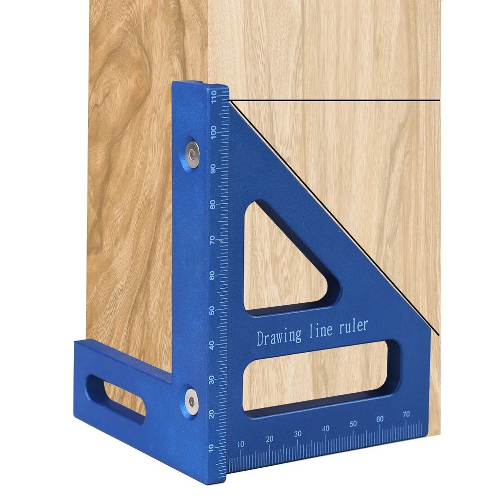 3D Multi-Angle Measuring Ruler – 45°/90° Carpentry Square & Miter Triangle Layout Tool