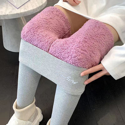 Stretchy Fleece Leggings For Women Casual Pencil Pants With Letter Print Warm Slim Fit Autumn Winte 4