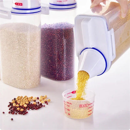 Transparent Sealed Rice Bucket Moistureproof Food Storage Tank With Measuring Cup InsectProof Kitch 3