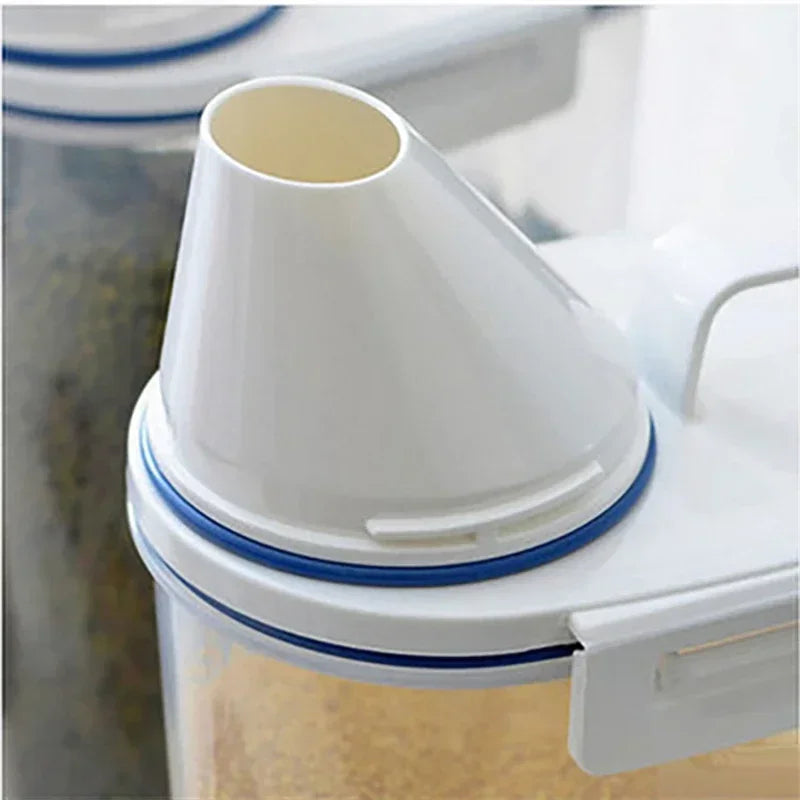 Transparent Sealed Rice Bucket Moistureproof Food Storage Tank With Measuring Cup InsectProof Kitch 4