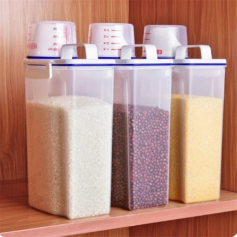 Transparent Sealed Rice Bucket Moistureproof Food Storage Tank With Measuring Cup InsectProof Kitch 7