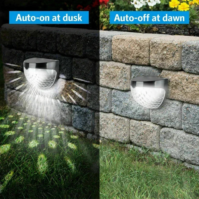 LED Solar Lights Outdoor Pack Waterproof Solar Fence Lamp Garden Energy Wall Lamps 2