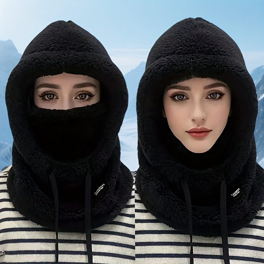 Lightweight Winter Plush Cap with Elastic Drawstring for Skiing and Outdoor Activities