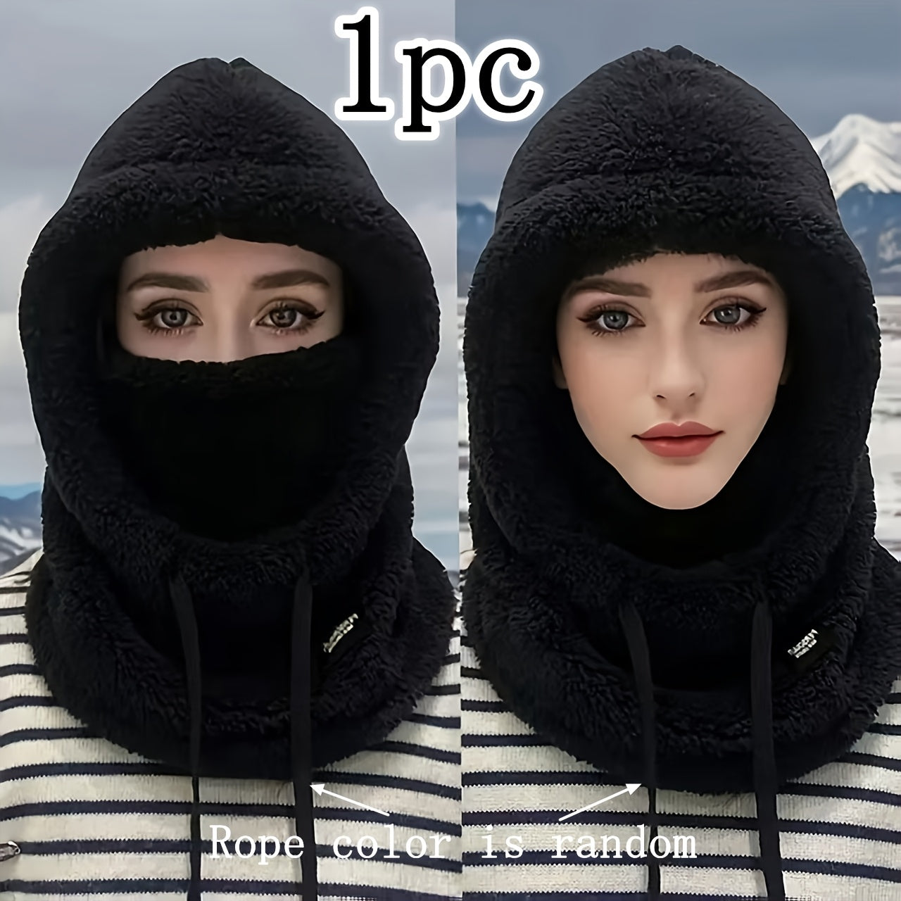 Lightweight Winter Plush Cap with Elastic Drawstring for Skiing and Outdoor Activities