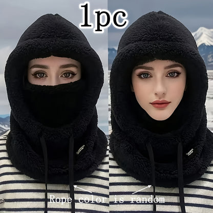 Lightweight Winter Plush Cap with Elastic Drawstring for Skiing and Outdoor Activities