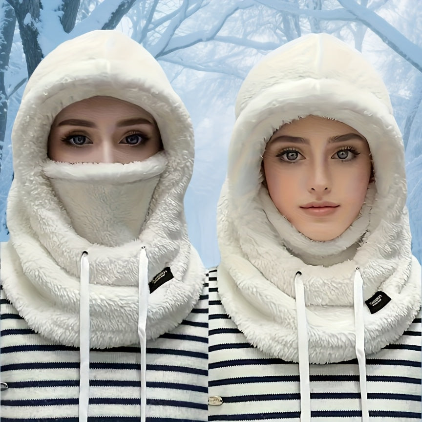 Lightweight Winter Plush Cap with Elastic Drawstring for Skiing and Outdoor Activities