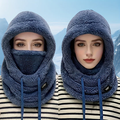 Lightweight Winter Plush Cap with Elastic Drawstring for Skiing and Outdoor Activities