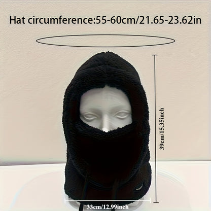 Lightweight Winter Plush Cap with Elastic Drawstring for Skiing and Outdoor Activities