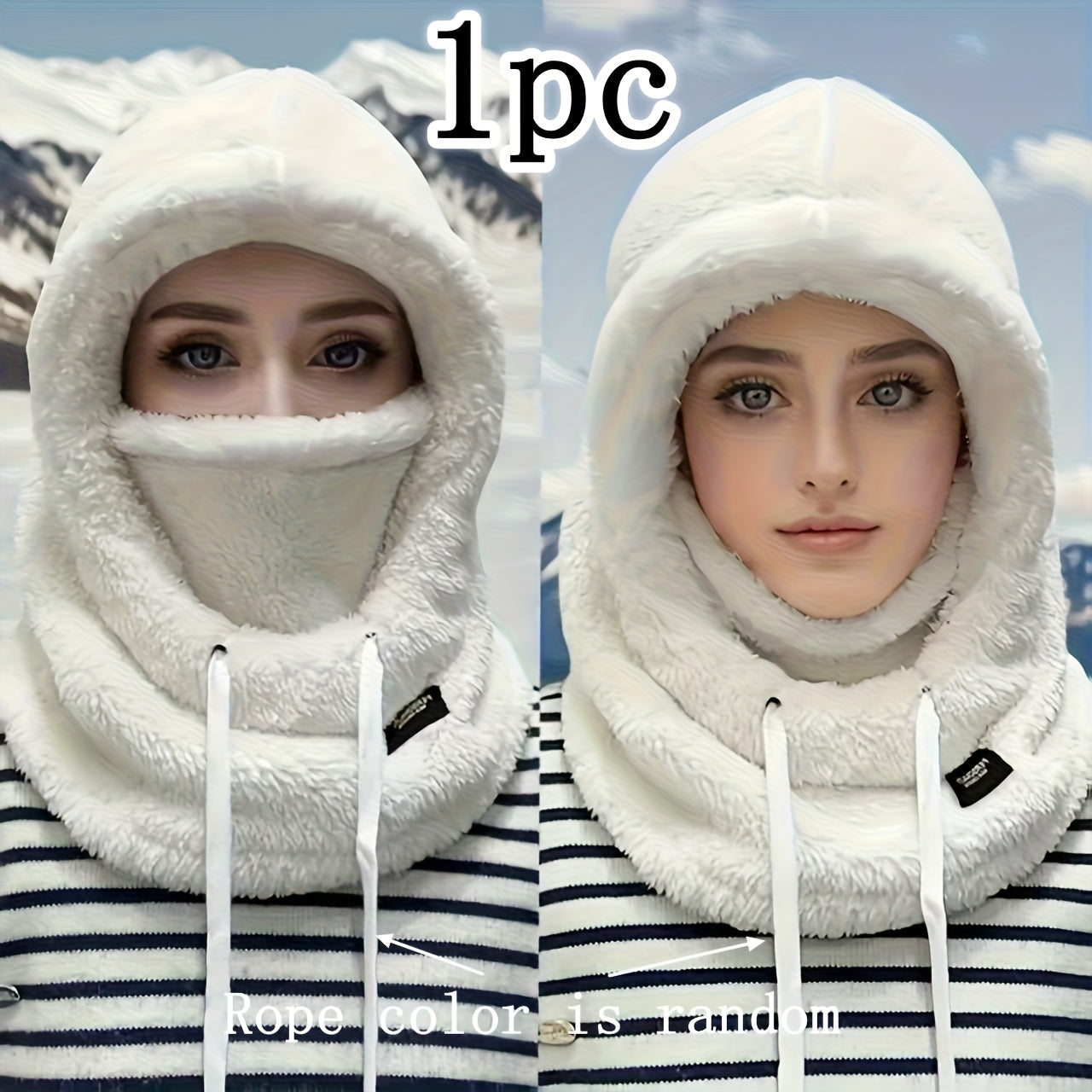 Lightweight Winter Plush Cap with Elastic Drawstring for Skiing and Outdoor Activities