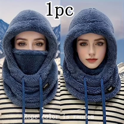 Lightweight Winter Plush Cap with Elastic Drawstring for Skiing and Outdoor Activities