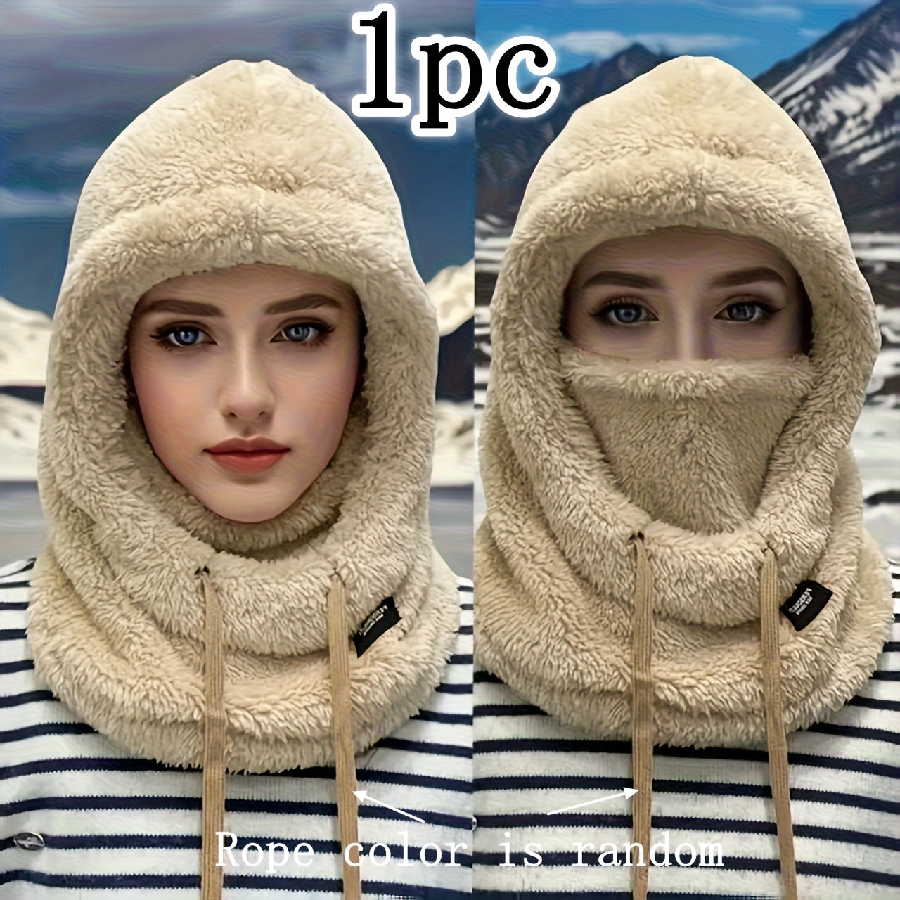 Lightweight Winter Plush Cap with Elastic Drawstring for Skiing and Outdoor Activities