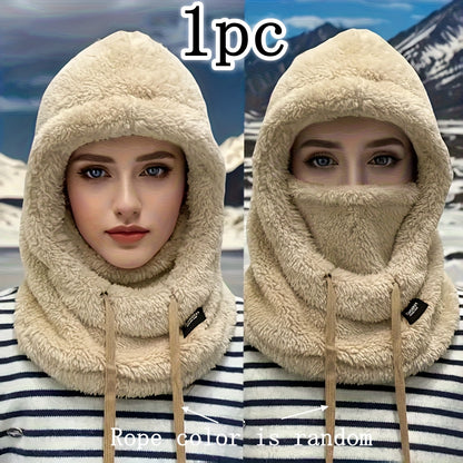 Lightweight Winter Plush Cap with Elastic Drawstring for Skiing and Outdoor Activities