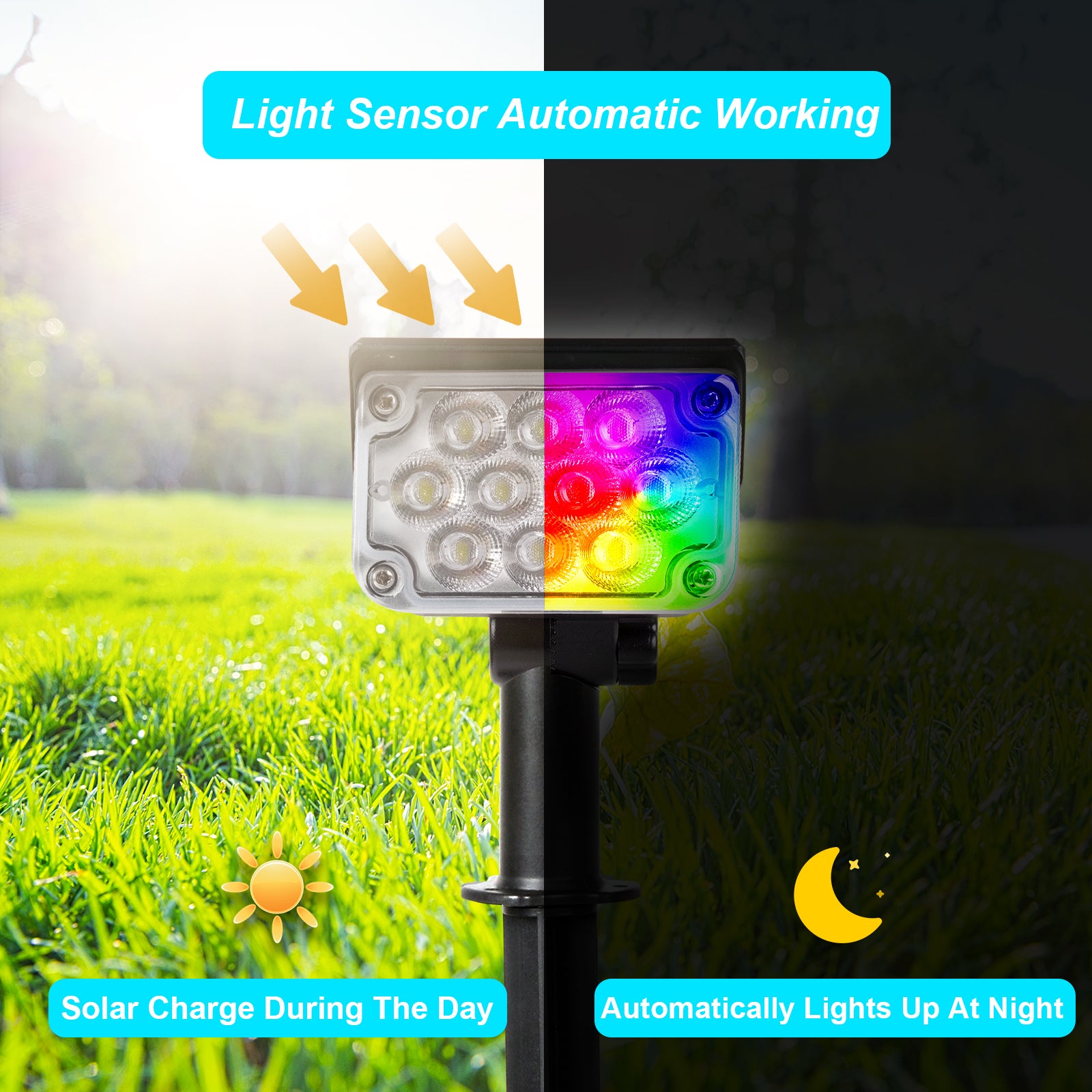 Solar Lamp Solar Power Light Adjustable Light Temperature Super Bright Solar Spotlight For Gardens 6