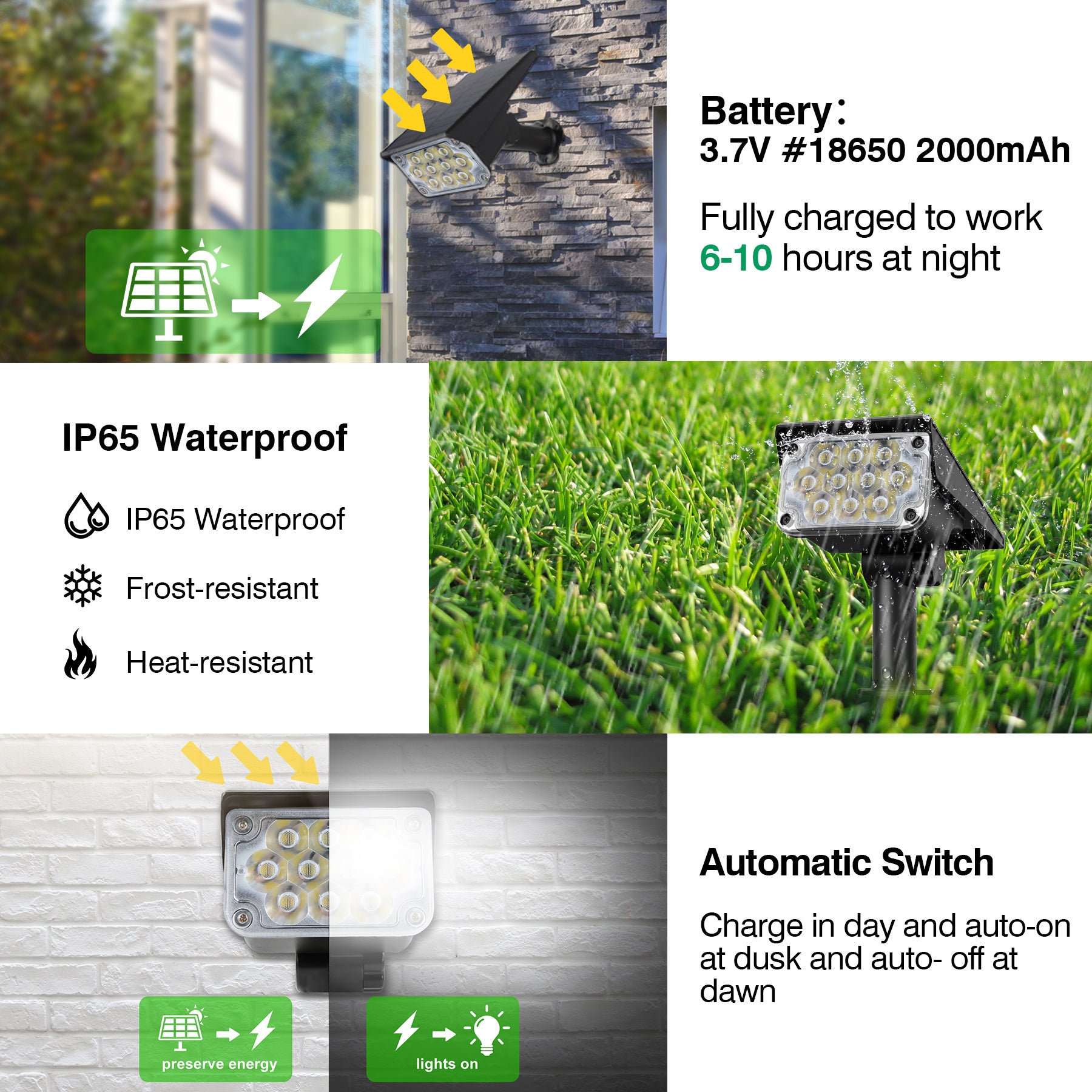 Solar Lamp Solar Power Light Adjustable Light Temperature Super Bright Solar Spotlight For Gardens 8