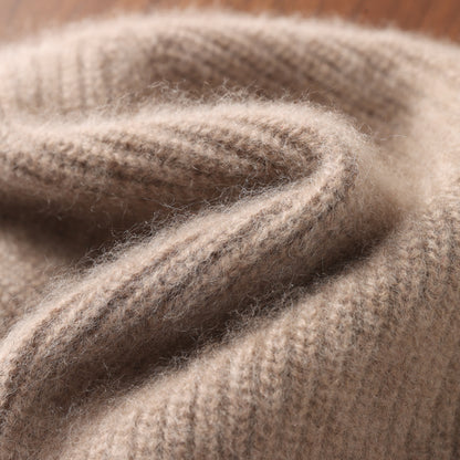 Cute Laceup Womens Winter Knitted Hats Pure Wool Pullover Beanie Windproof Earflap 1