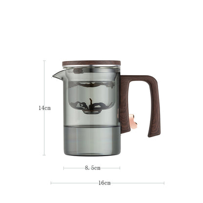 New Tea Pot With Magnetic Switch Glass Wood Handle Tea Separation 8