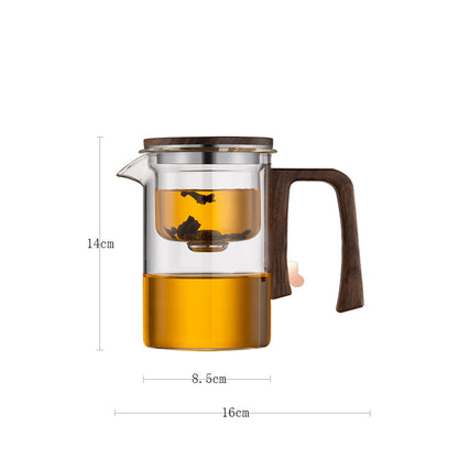 New Tea Pot With Magnetic Switch Glass Wood Handle Tea Separation 13