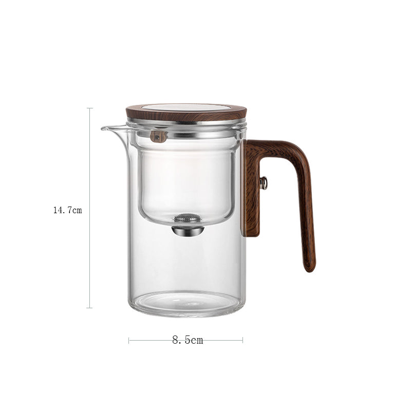 New Tea Pot With Magnetic Switch Glass Wood Handle Tea Separation 11