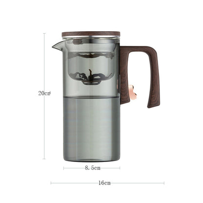 New Tea Pot With Magnetic Switch Glass Wood Handle Tea Separation 10