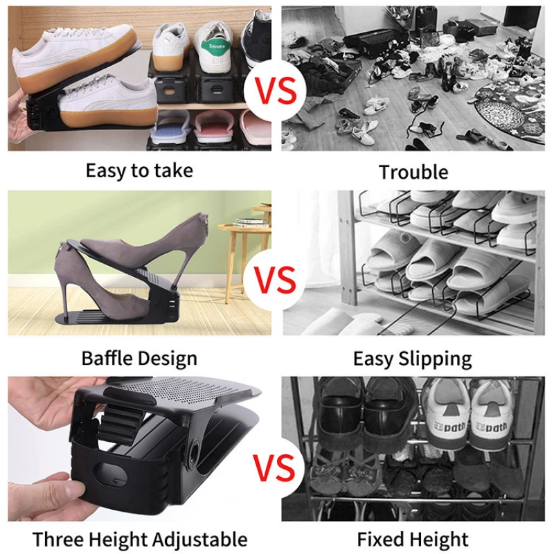 Modern Shoe Rack DoubleLayer Adjustable Plastic Shoe Storage Rack Home Living Room Organizer 1
