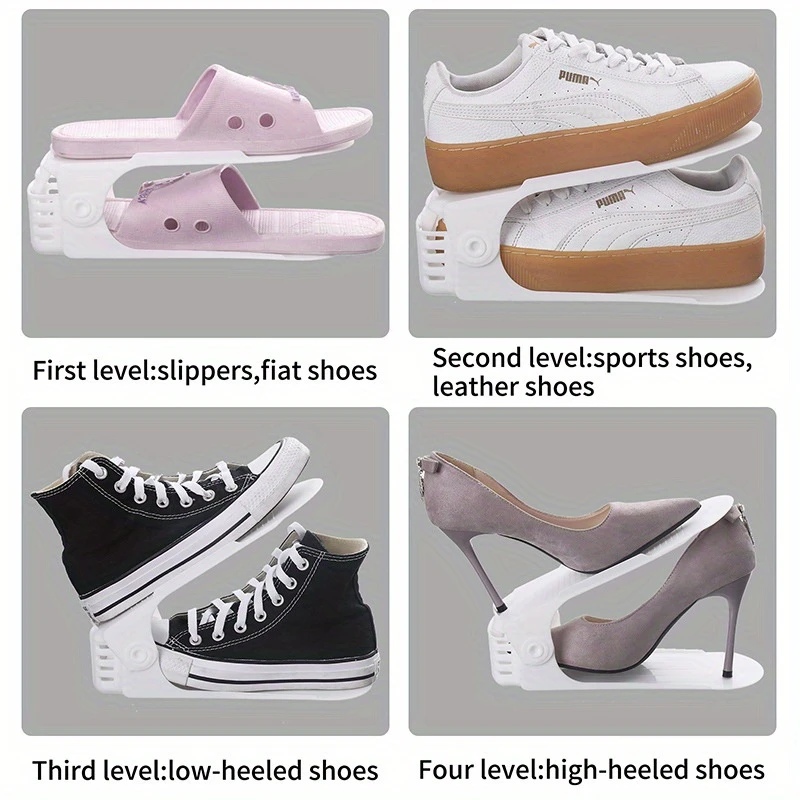 Modern Shoe Rack DoubleLayer Adjustable Plastic Shoe Storage Rack Home Living Room Organizer 2