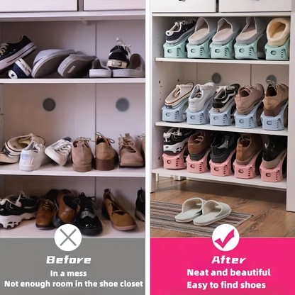 Modern Shoe Rack DoubleLayer Adjustable Plastic Shoe Storage Rack Home Living Room Organizer 3