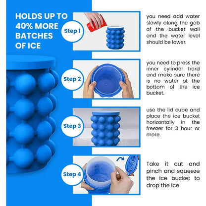Premium Portable Silicone Ice Bucket  Large Ice Cube Mold  2in1 Ice Cube Maker For Whiskey Beer  Co 3