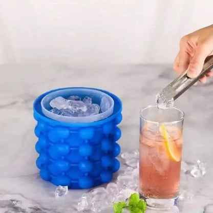 Premium Portable Silicone Ice Bucket  Large Ice Cube Mold  2in1 Ice Cube Maker For Whiskey Beer  Co 5