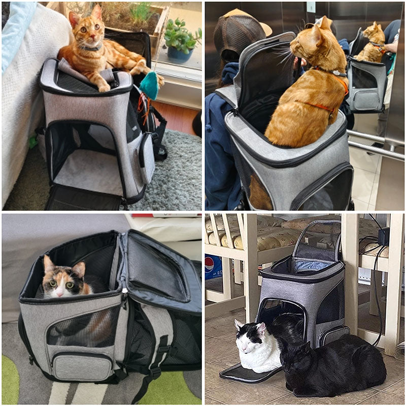 Breathable Pet Cat Carrier Backpack Foldable Pet Carrier Transport Travel Bag Expandable Capacity C 4