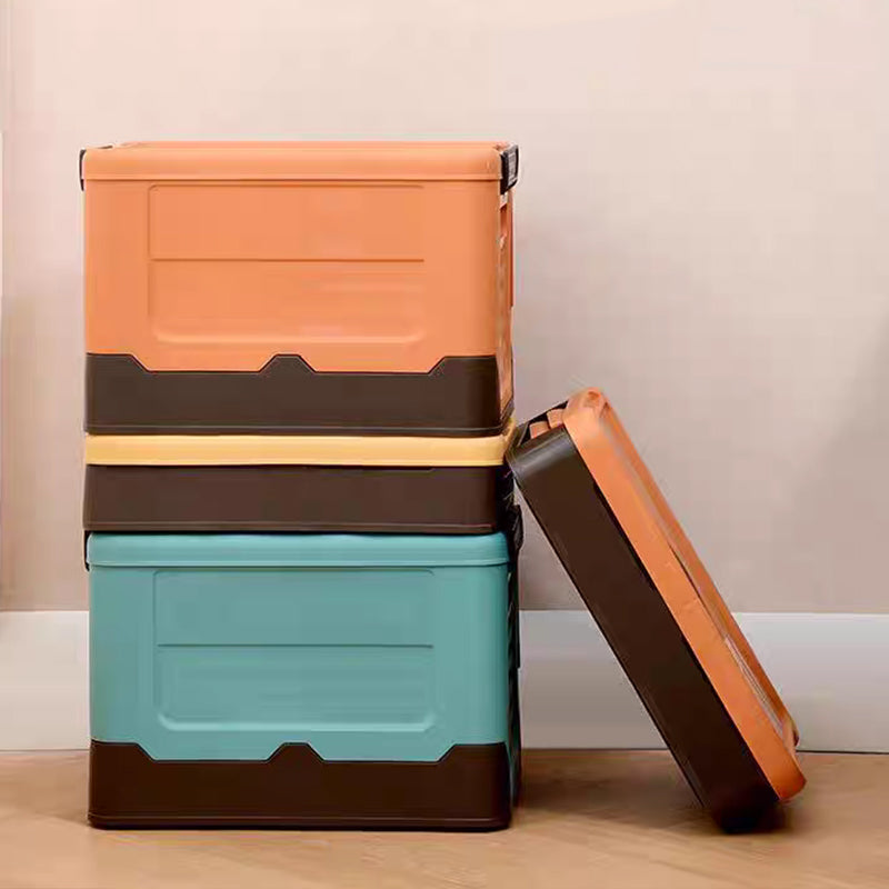Folding Storage Box Organizer, Multifunction Large Plastic Basket with Lid, Foldable Storage Container for Sundries