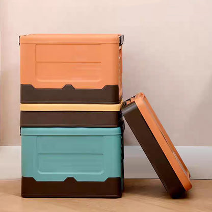 Folding Storage Box Organizer, Multifunction Large Plastic Basket with Lid, Foldable Storage Container for Sundries