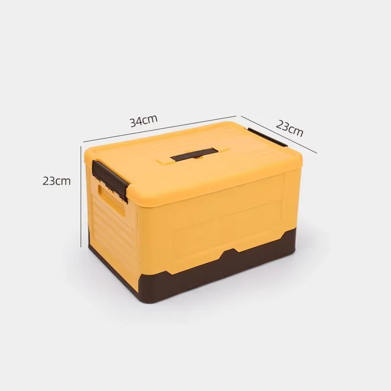Folding Storage Box Organizer, Multifunction Large Plastic Basket with Lid, Foldable Storage Container for Sundries