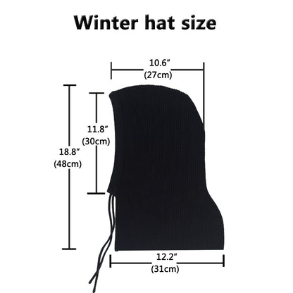 Winter Neck Cover Cashmere Knitted Hooded Hat Women Balaclava Skullies Beanies Face Ear Protect Woo 3