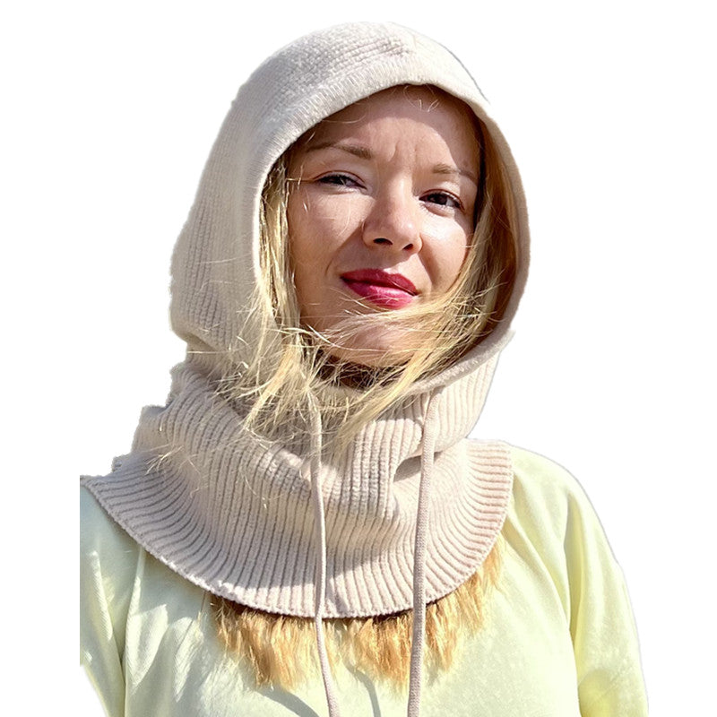 Winter Neck Cover Cashmere Knitted Hooded Hat Women Balaclava Skullies Beanies Face Ear Protect Woo 6