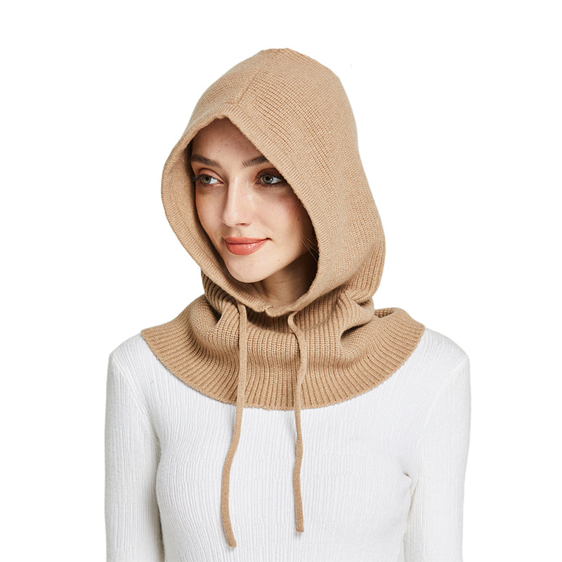 Winter Neck Cover Cashmere Knitted Hooded Hat Women Balaclava Skullies Beanies Face Ear Protect Woo 9