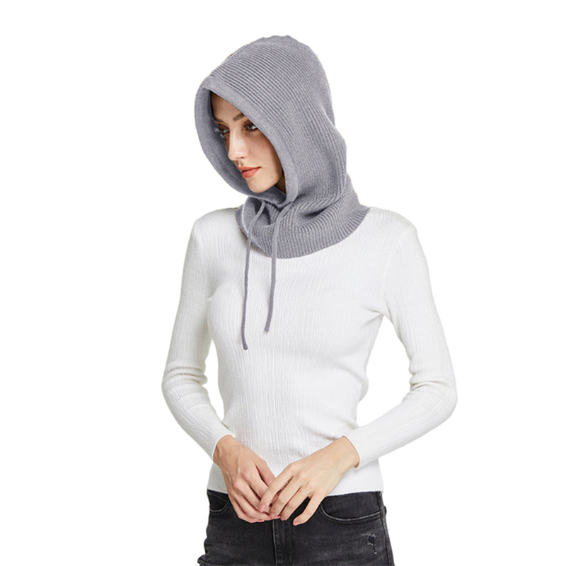 Winter Neck Cover Cashmere Knitted Hooded Hat Women Balaclava Skullies Beanies Face Ear Protect Woo 7
