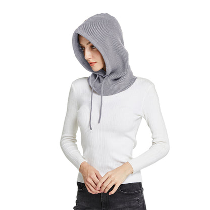 Winter Neck Cover Cashmere Knitted Hooded Hat Women Balaclava Skullies Beanies Face Ear Protect Woo 7